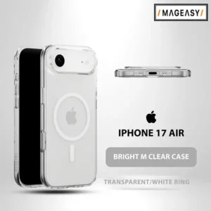 MAGEASY BRIGHT M CLEAR CASE FOR IPHONE 17 AIR-TRANSPARENT/WHITE RING