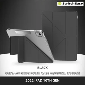 SWITCHEASY ORIGAMI NUDE FOLIO CASE W/PENCIL HOLDER FOR 2022 IPAD 10TH GEN - BLACK