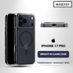 MAGEASY BRIGHT M CLEAR CASE FOR IPHONE 17 PRO-TRANSPARENT/MIDNIGHT RING