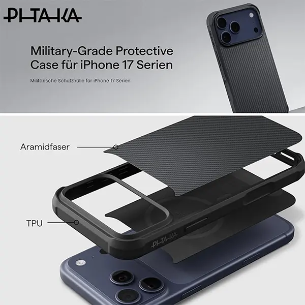 PITAKA ARAMID PRO GUARD CASE FOR IPHONE 17 PRO MAX-BLACK/GREY - Image 8