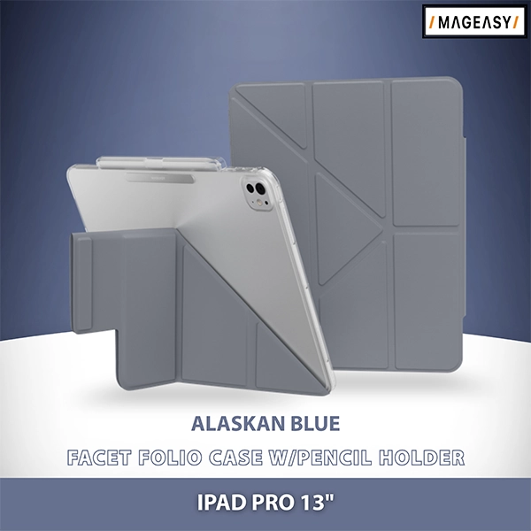 MAGEASY FACET FOLIO CASE W/PENCIL HOLDER FOR IPAD PRO 13"-ALASKAN BLUE