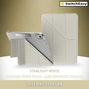 SWITCHEASY ORIGAMI NUDE FOLIO CASE W/PENCIL HOLDER FOR 2022 IPAD 10TH GEN - STARLIGHT