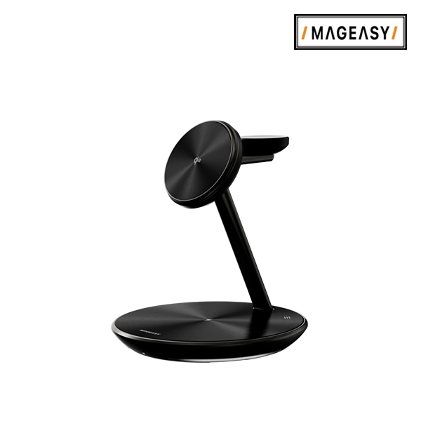 MAGEASY POWER STATION 5-IN-1 MAGNETIC WIRELESS CHARGING STAND WITH QI2 45W-BLACK - Image 2