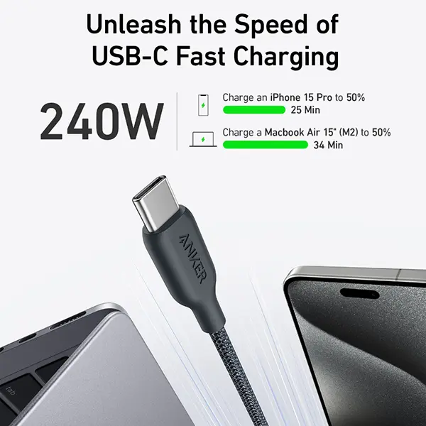 Anker 542 USB-C to USB-C Cable 6ft Bio-Based Black - Image 4