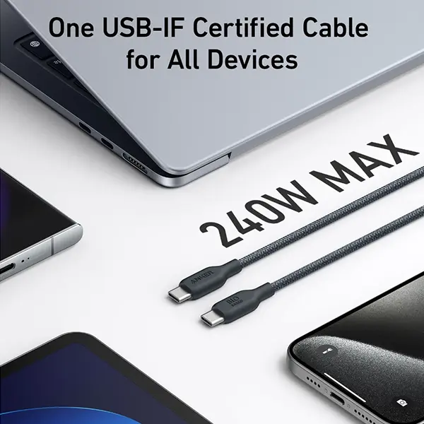 Anker 542 USB-C to USB-C Cable 6ft Bio-Based Black - Image 3