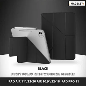 MAGEASY FACET FOLIO CASE W/PENCIL HOLDER FOR IPAD AIR 11"/22-20 AIR 10.9"/22-18 IPAD PRO 11-BLACK