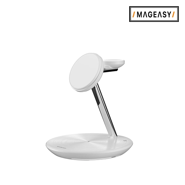 MAGEASY POWER STATION 5-IN-1 MAGNETIC WIRELESS CHARGING STAND WITH QI2 45W-WHITE - Image 3