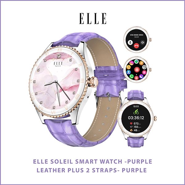 Elle Soleil Smart Watch Purple Leather Plus 2 Straps Purple