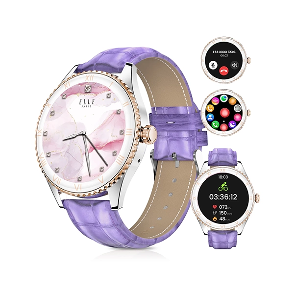 Elle Soleil Smart Watch Purple Leather Plus 2 Straps Purple - Image 2