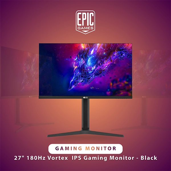 EPIC GAMERS 27" 180HZ VORTEX FAST IPS QHD FLAT GAMING MONITOR – BLACK