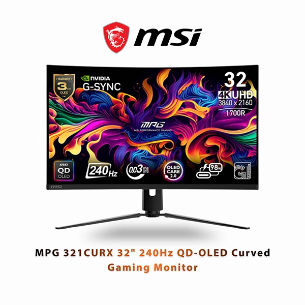 MSI MPG 321CURX 32" QD-OLED 240HZ CURVED GAMING MONITOR