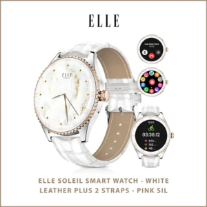 Elle Soleil Smart Watch White Leather Plus 2 Straps Pink Sil