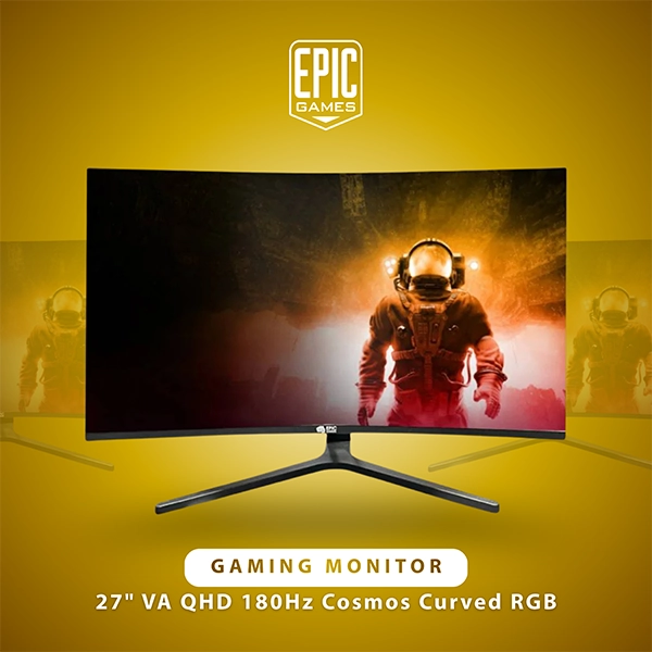EPIC GAMERS 27" COSMOS QHD 180HZ VA CURVED RGB GAMING MONITOR – BLACK