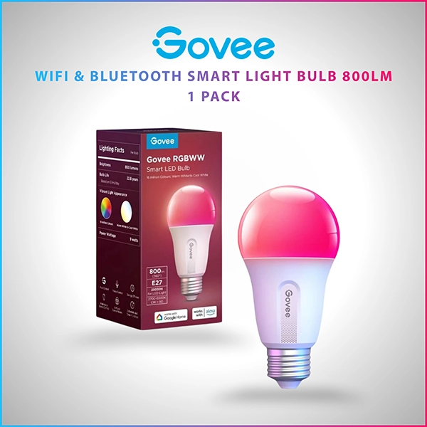 GOVEE WIFI & BLUETOOTH SMART LIGHT BULB 800LM – 1 PACK