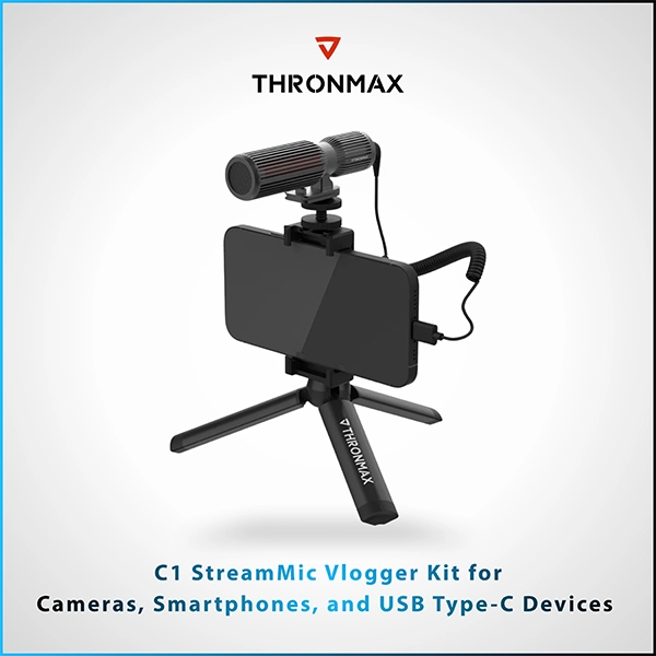 THRONMAX C1 STREAMMIC VLOGGER KIT FOR CAMERAS, SMARTPHONES, AND USB TYPE-C DEVICES