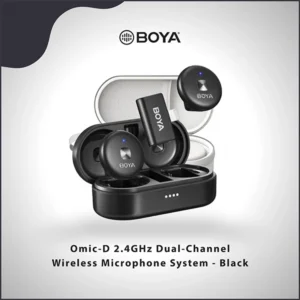 BOYA OMIC-D 2.4GHZ DUAL-CHANNEL WIRELESS MICROPHONE SYSTEM WITH LIGHTNING CONNECTOR - BLACK