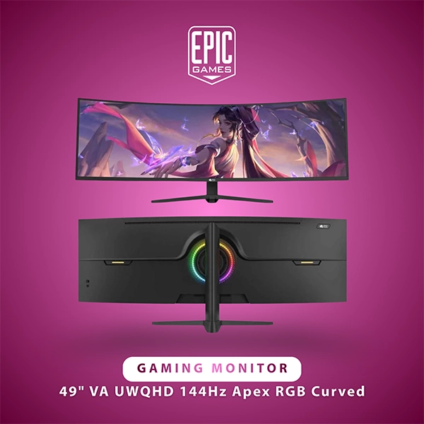 EPIC GAMERS 49" VA UWQHD 144HZ APEX RGB CURVED GAMING MONITOR – BLACK