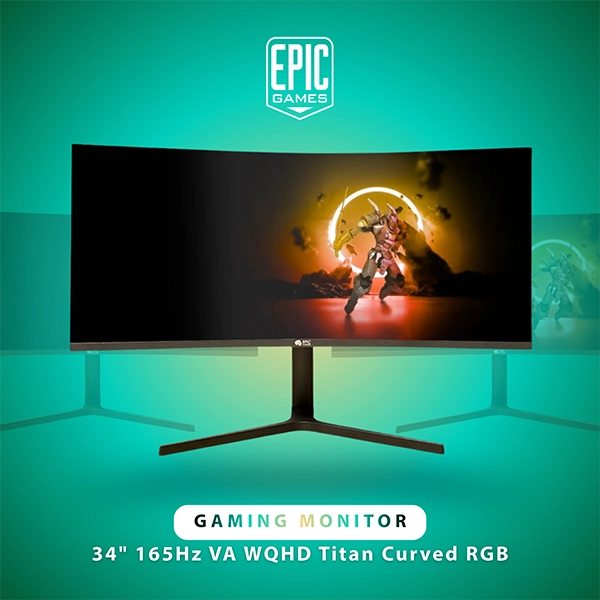 EPIC GAMERS 34" 165HZ VA WQHD TITAN CURVED RGB GAMING MONITOR – BLACK
