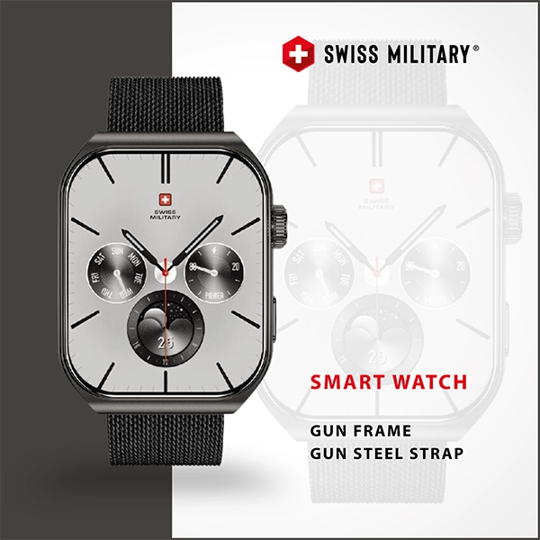 SWISS MILITARY ALPS3 SMARTWATCH GUN FRAME WITH GUN STEEL STRAP