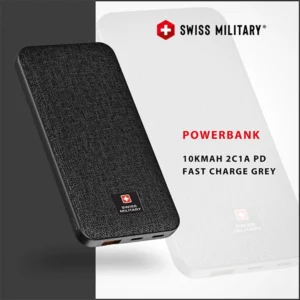 SWISS MILITARY SM POWER BANK 10K MAH 2C1A PD FAST CHARGE BLACK