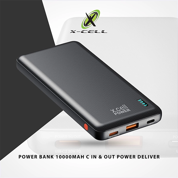 XCELL POWER BANK 10000MAH C IN & OUT PD BLACK