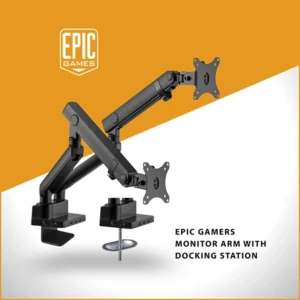 EPIC GAMERS STEALTH DUAL MONITOR ARM WITH DOCKING STATION