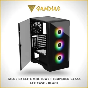GAMDIAS TALOS E2 ELITE MID-TOWER TEMPERED GLASS ATX CASE BLACK