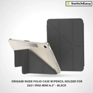 SWITCHEASY ORIGAMI NUDE FOLIO CASE W/PENCIL HOLDER FOR 2021 IPAD MINI 8.3" – BLACK