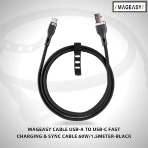 MAGEASY CABLE USB-A TO USB-C FAST CHARGING & SYNC CABLE 60W / 1.5 METER – BLACK