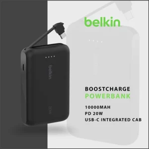 BELKIN BOOSTCHARGE POWER BANK 10K PD 20W WITH USB-C INTEGRATED CABLE BLACK