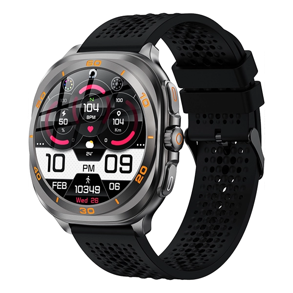 SWISS MILITARY DOM7 SMART WATCH WITH GUN FRAME BLACK SILICON STRAP - Image 2