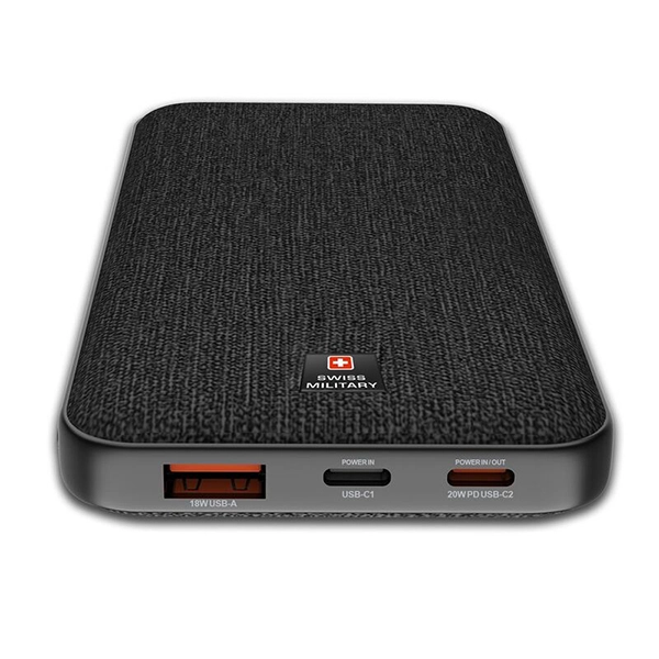 SWISS MILITARY SM POWER BANK 10K MAH 2C1A PD FAST CHARGE BLACK - Image 3