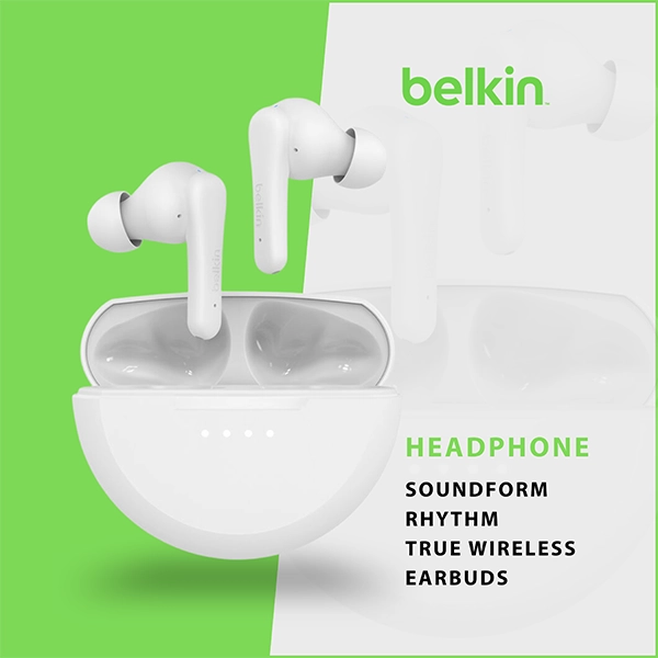 BELKIN SOUNDFORM RHYTHM TRUE WIRELESS EARBUDS WHITE