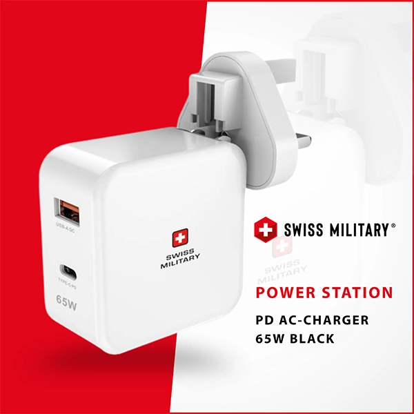 SWISS MILITARY POWER STATION PD AC-CHARGER 65W WHITE