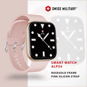 SWISS MILITARY ALPS4 SMARTWATCH ROSE GOLD FRAME WITH PINK SILICON STRAP