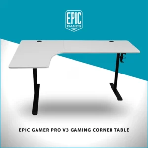 EPIC GAMER PRO V3 GAMING CORNER TABLE RGB WHITE