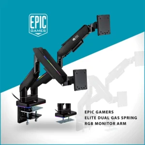 EPIC GAMERS ELITE DUAL GAS SPRING RGB MONITOR ARM BLACK