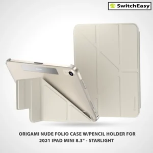 SWITCHEASY ORIGAMI NUDE FOLIO CASE W/PENCIL HOLDER FOR 2021 IPAD MINI 8.3" – STARLIGHT