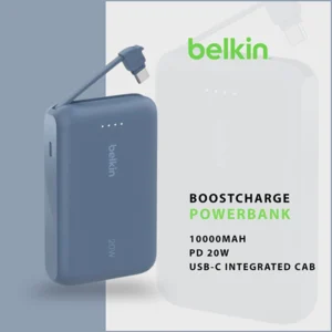 BELKIN BOOSTCHARGE POWER BANK 10K PD 20W WITH USB-C INTEGRATED CABLE BLUE