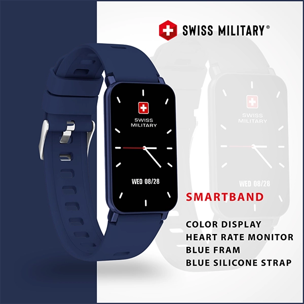 SM SMARTBAND COLOR DISPLAY HEART RATE MONITOR - BLUE FRAME / BLUE SILICONE STRAP
