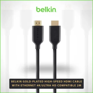 BELKIN GOLD-PLATED HIGH-SPEED HDMI CABLE WITH ETHERNET 4K/ULTRA HD COMPATIBLE 2M