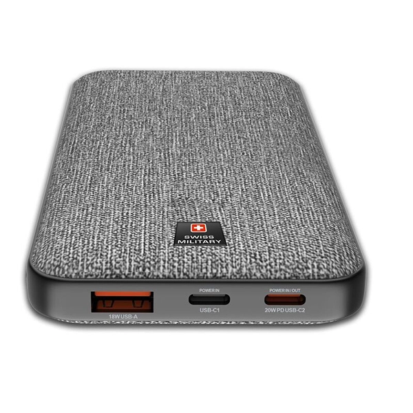 SWISS MILITARY SM POWER BANK 10K MAH 2C1A PD FAST CHARGE GREY - Image 3