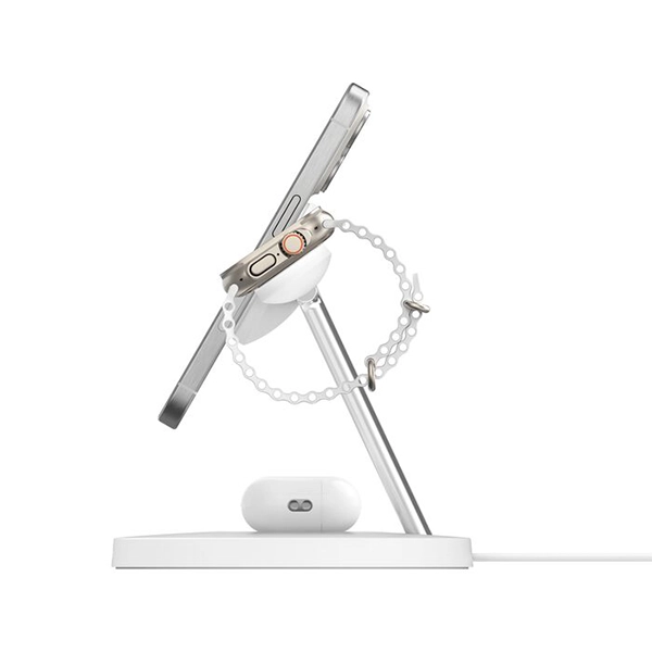 BELKIN BOOSTCHARGE 3-IN-1 MAGNETIC CHARGING STAND WITH QI2 FAST WIRELESS CHARGING 15W – WHITE - Image 3