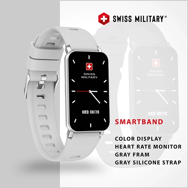 SM SMARTBAND COLOR DISPLAY HEART RATE MONITOR – GREY FRAME / GREY SILICONE STRAP
