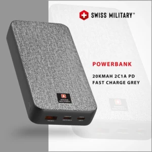 SWISS MILITARY SM POWER BANK 20K MAH 2C1A PD FAST CHARGE GREY