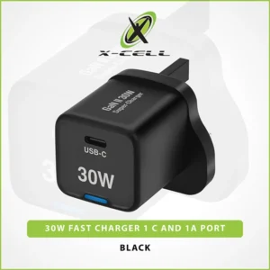 XCELL A/C HOME WALL CHARGER 30W GAN 1C PORT BLACK