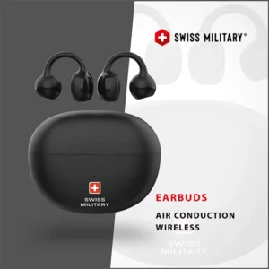 SWISS MILITARY AIR CONDUCTION WIRELESS STEREO EARBUDS BLACK