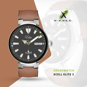 XCELL SMARTWATCH SILVER FRAME BROWN LEATHER STRAP