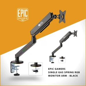 EPIC GAMERS SINGLE GAS SPRING RGB MONITOR ARM BLACK