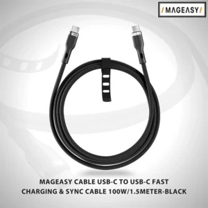 MAGEASY CABLE USB-C TO USB-C FAST CHARGING & SYNC CABLE 100W / 1.5 METER – BLACK (Copy)